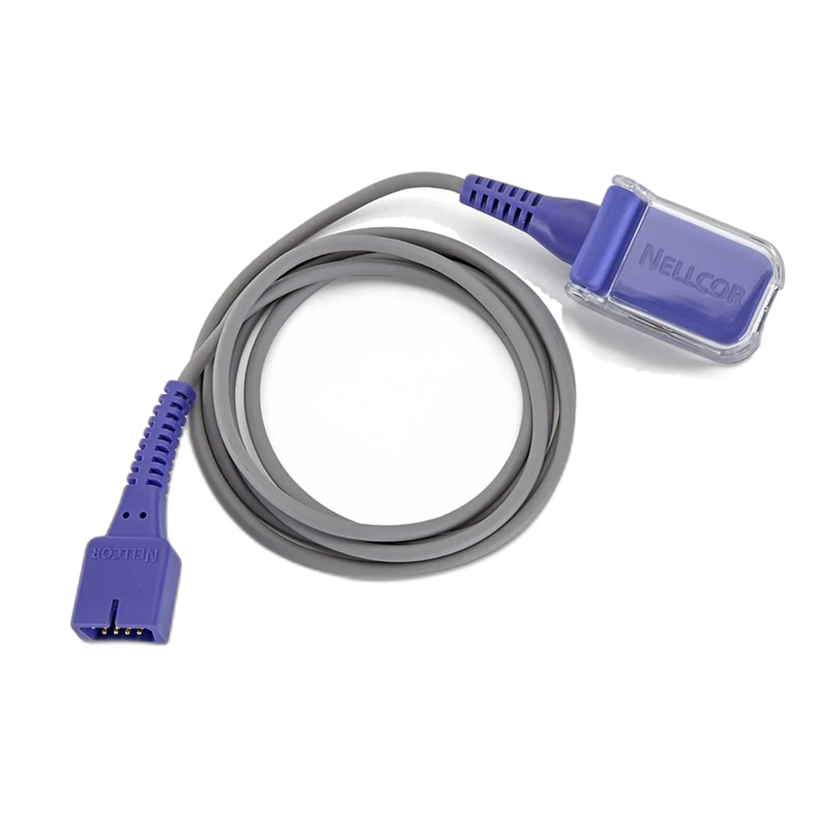 DEC-4 SpO2 cable extension, gray cable with purple Nellcor connectors