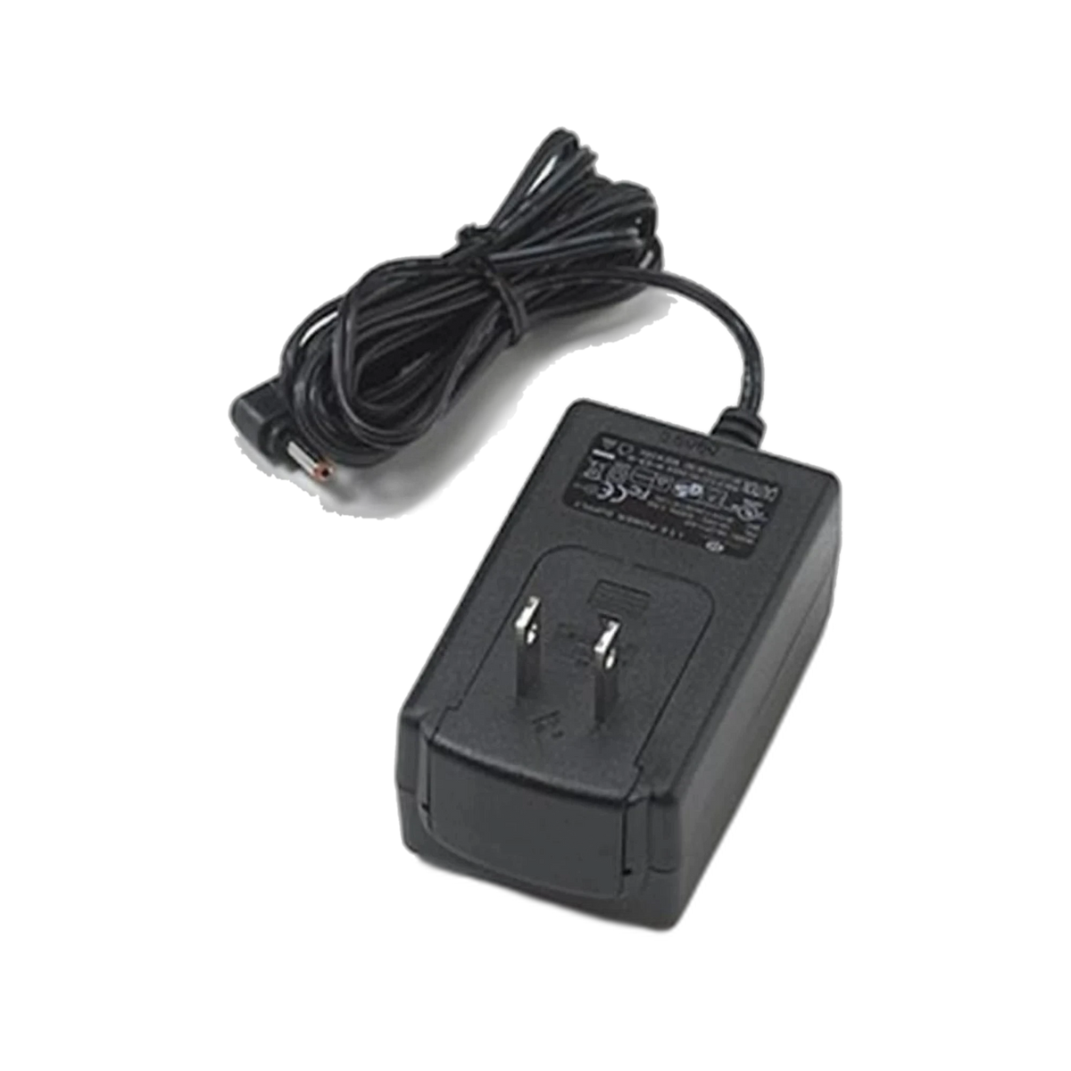 Black AC wall-plug charger with coiled cable for HeartSine 350P/450P trainer
