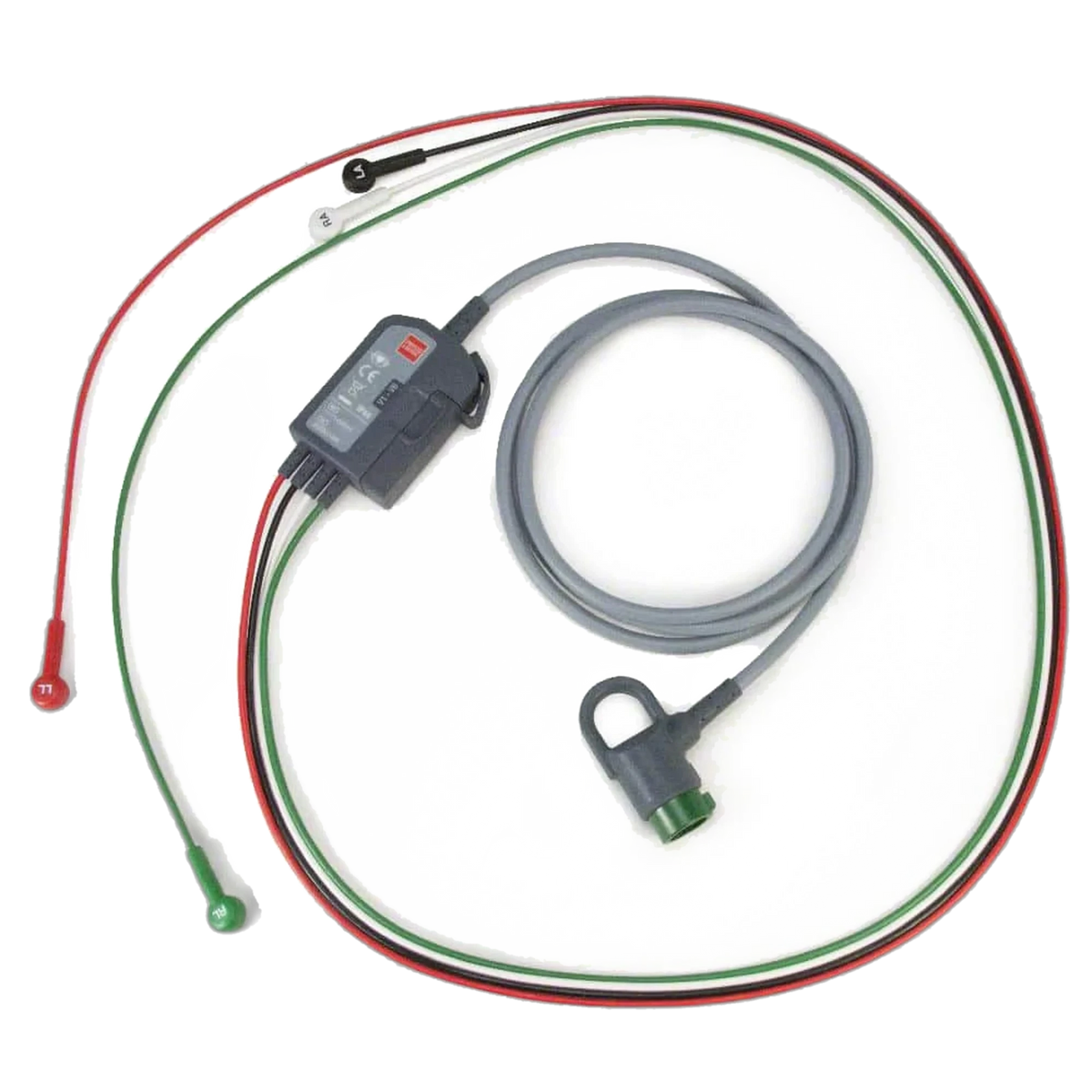 LIFEPAK 12-lead ECG cable with 4-wire limb lead attachment, red, green, and white lead wires