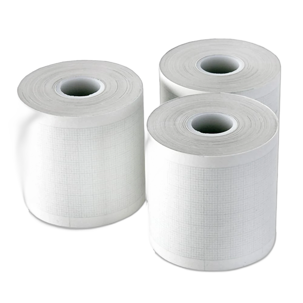 Three rolls of LIFEPAK ECG printer paper with grid lines