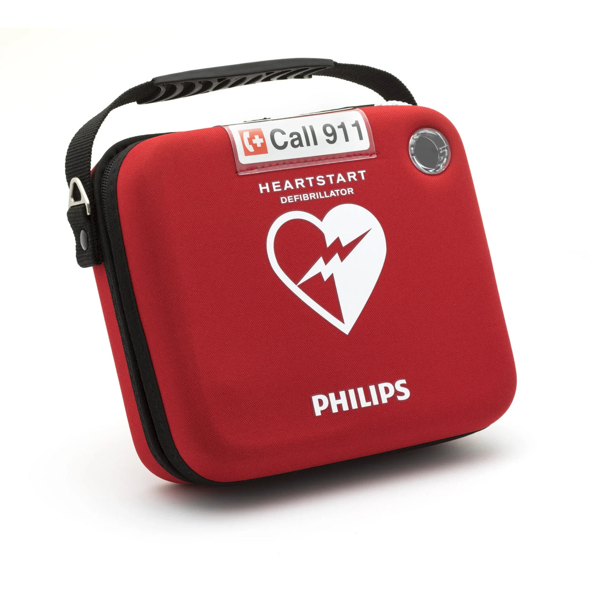 Philips HeartStart OnSite AED standard red carry case, closed, with Call 911 pocket