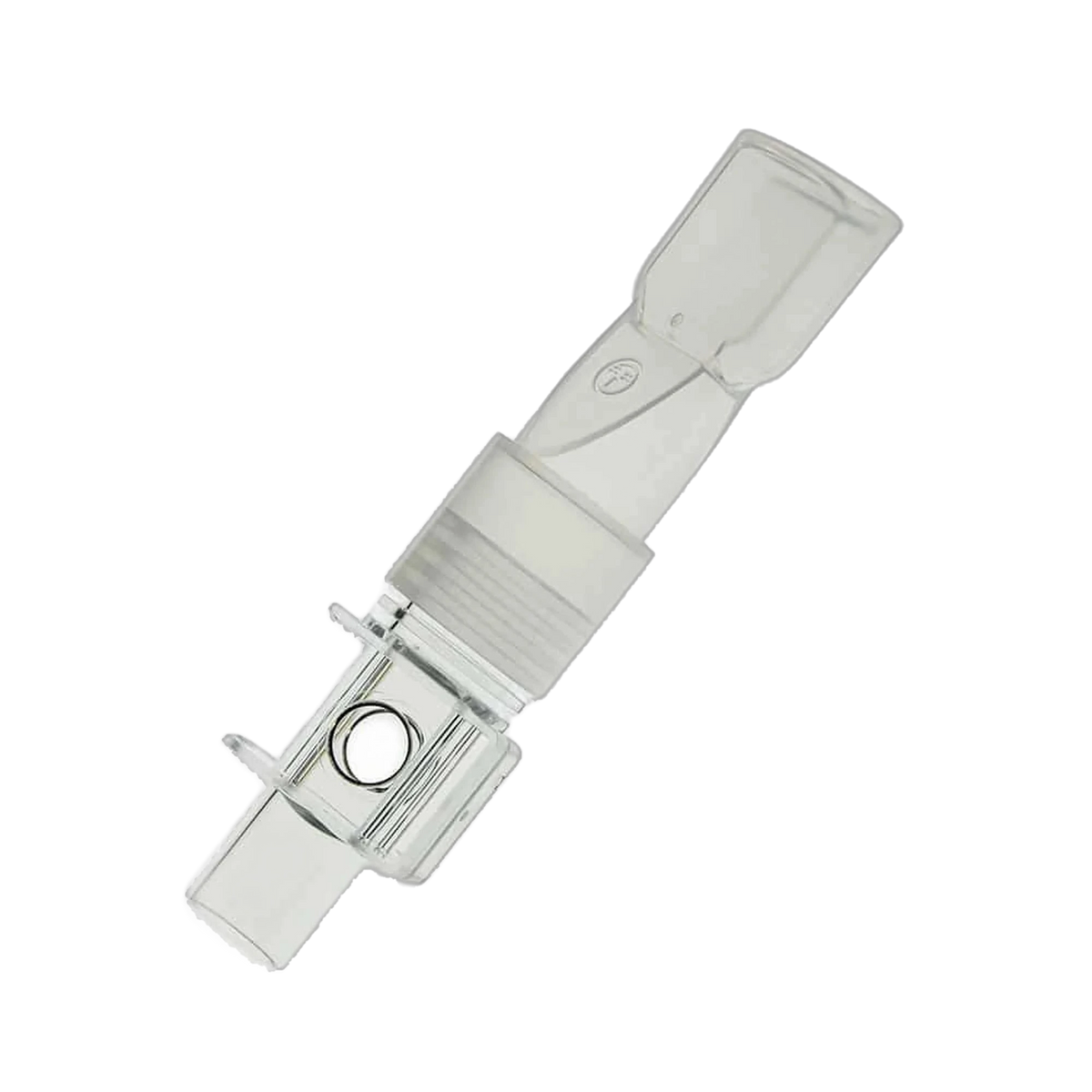 Single-use pediatric/adult airway adapter with mouthpiece, clear plastic
