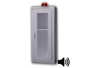 Tall AED Wall Cabinet Stainless Steel with Alarm & Strobe