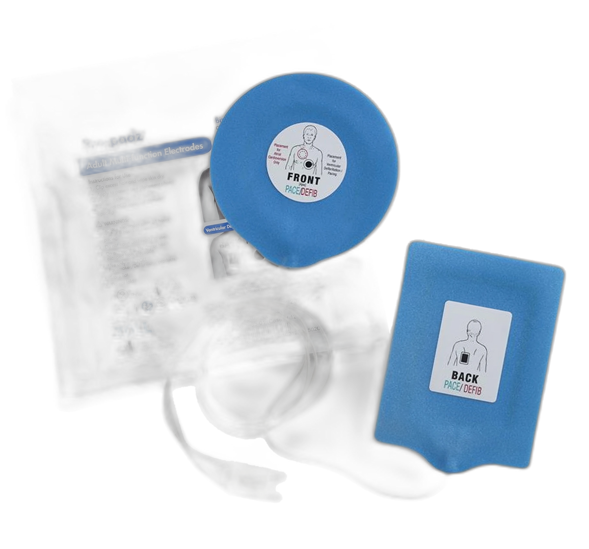 ZOLL Pro-padz adult multi-function electrodes with blue front and back pads