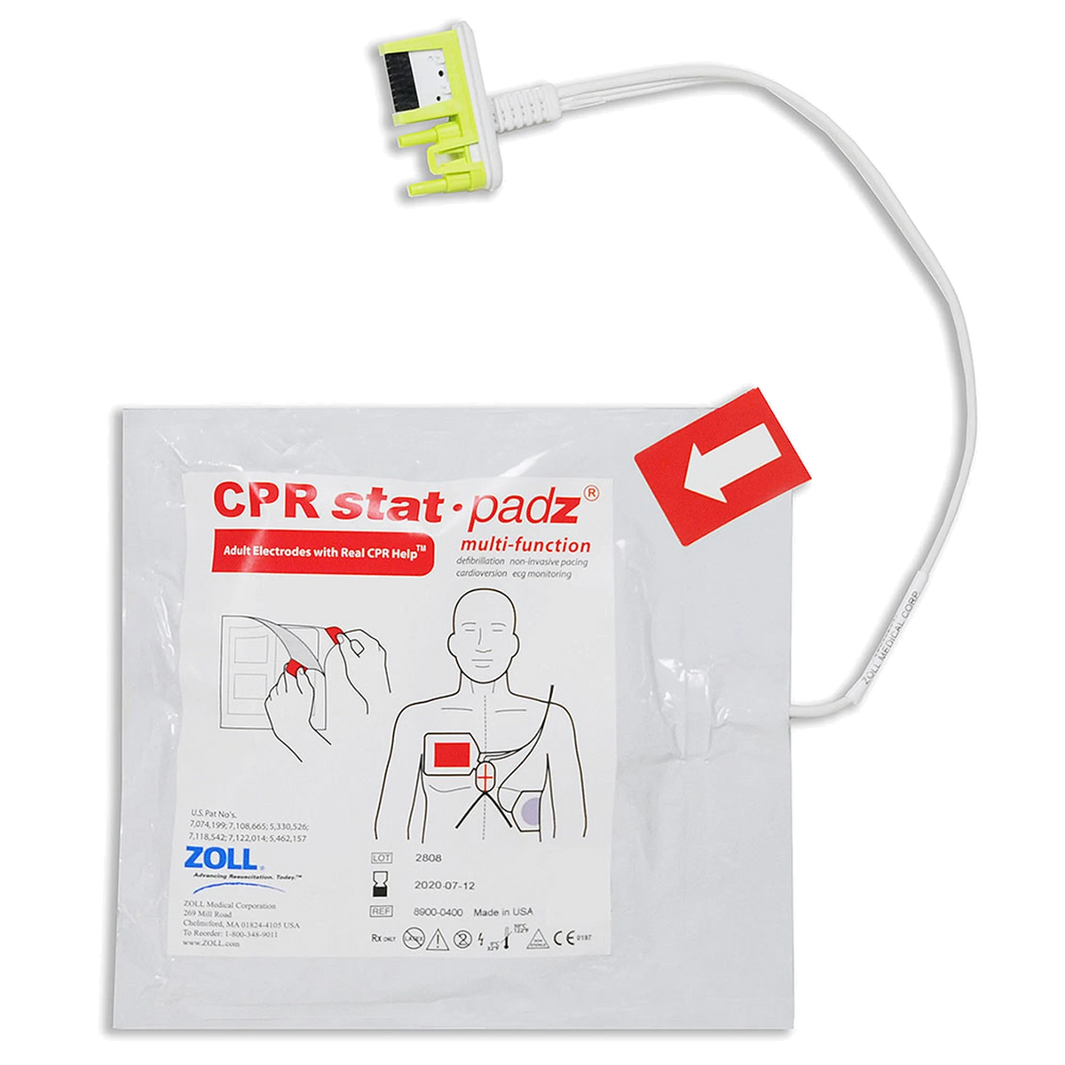 ZOLL CPR stat padz 8-Pack: 2 Piece Pads and CPR Feedback