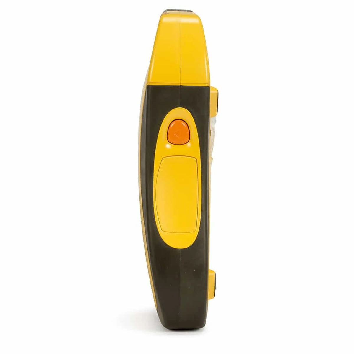 Defibtech Lifeline AED side profile showing the shock and status button