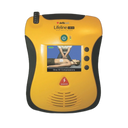 Defibtech View AED front view with the full-color video screen showing an animated CPR compression demonstration