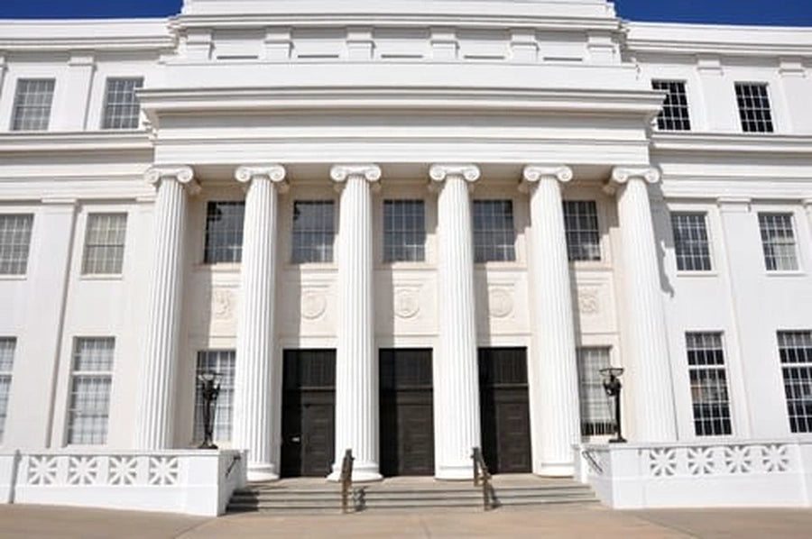 Government building facade with classical columns