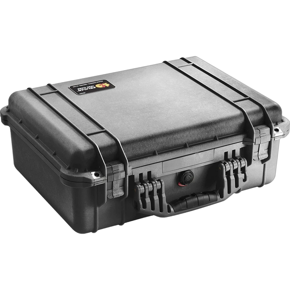 Large AED protective waterproof case, black hard case with latches and handle, closed