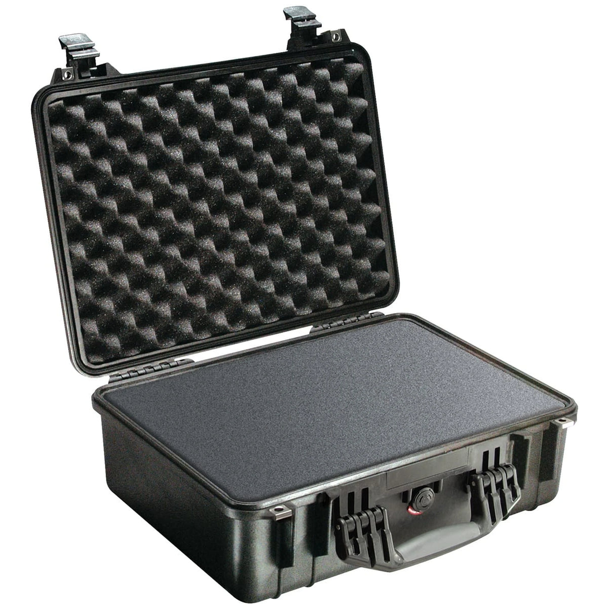 Large AED protective waterproof case, open showing the foam lining