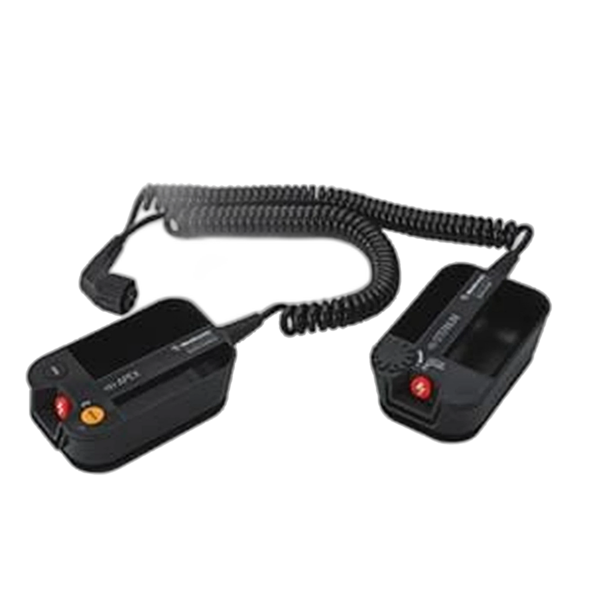 Pair of LIFEPAK 15 standard hard defibrillation paddles with coiled cables