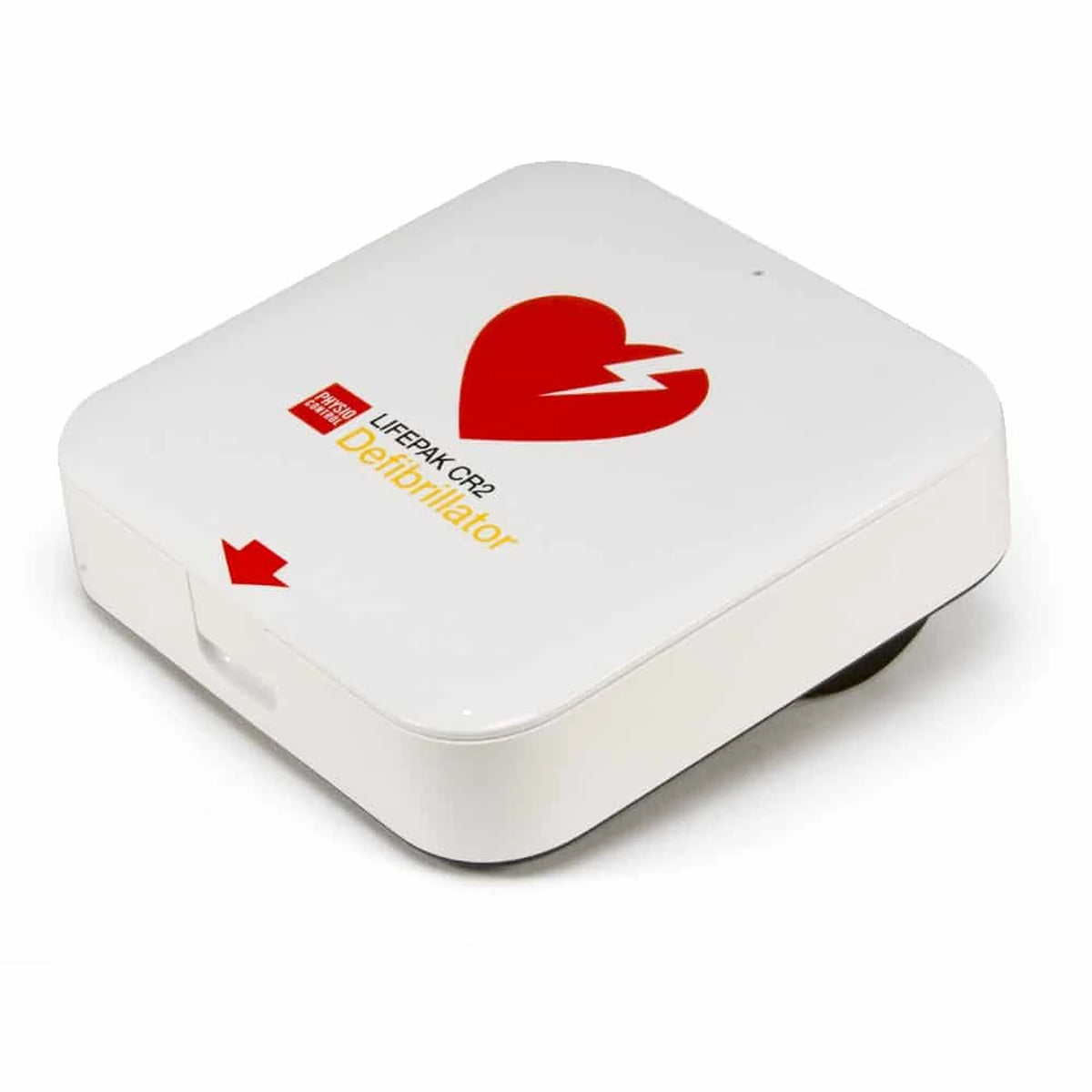 Physio-Control LIFEPAK CR2 defibrillator angled top-down view of the closed case