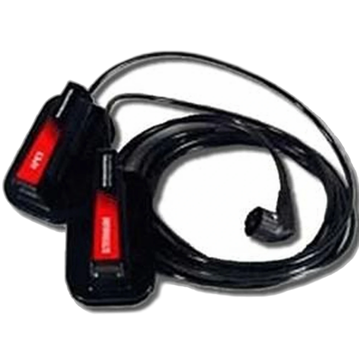 Pair of LIFEPAK external sterilizable defibrillation paddles with red buttons and black cables