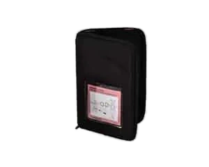 Physio-Control LIFEPAK Infant/Child Pads Case, black zippered soft case with a clear front pocket showing a product label