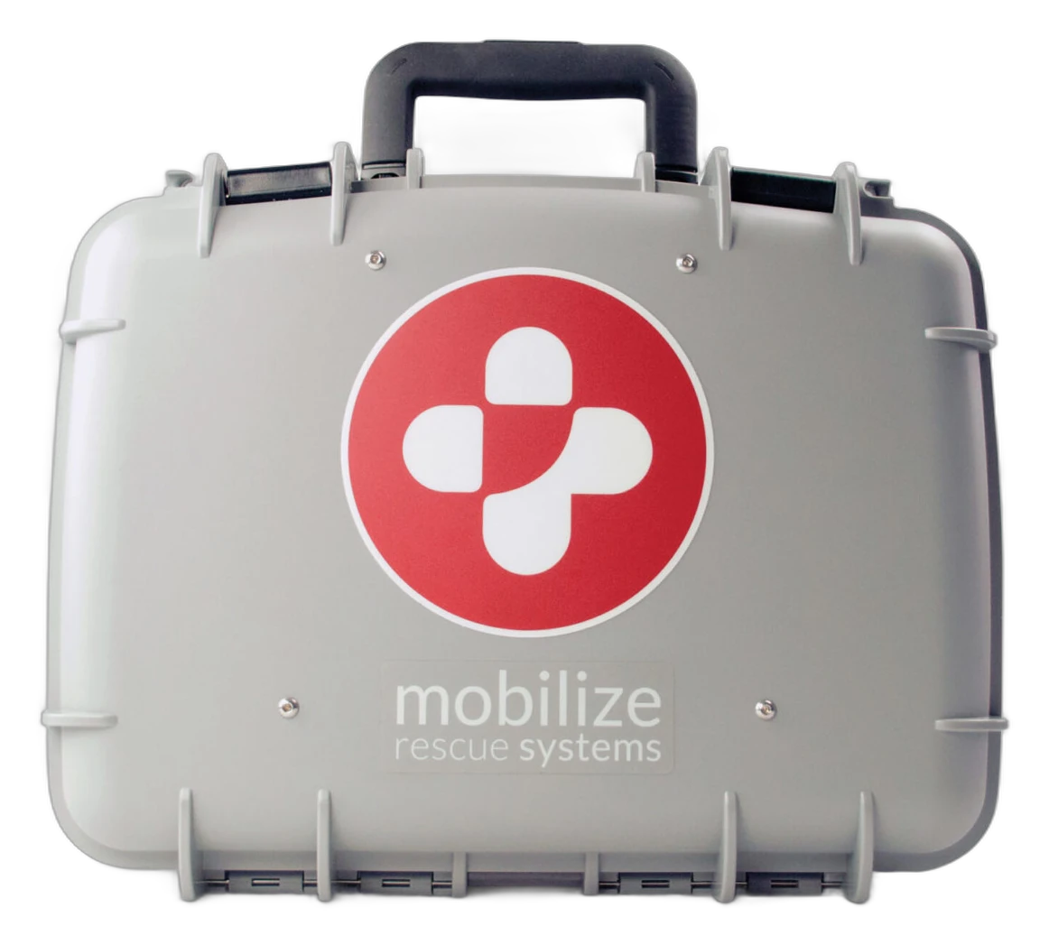 ZOLL Mobilize COMPREHENSIVE rescue system, gray hard case with Mobilize logo, closed