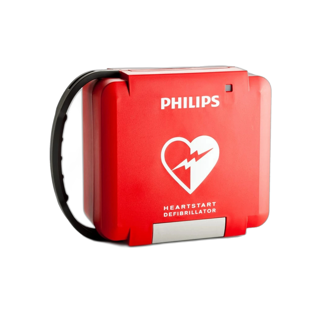 Philips FR3 rigid carry case, red hard case with black handle, PHILIPS lettering, and HeartStart heart logo