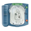 Philips HeartStart Home Defibrillator electrode pad placement diagram on the pad cartridge lid