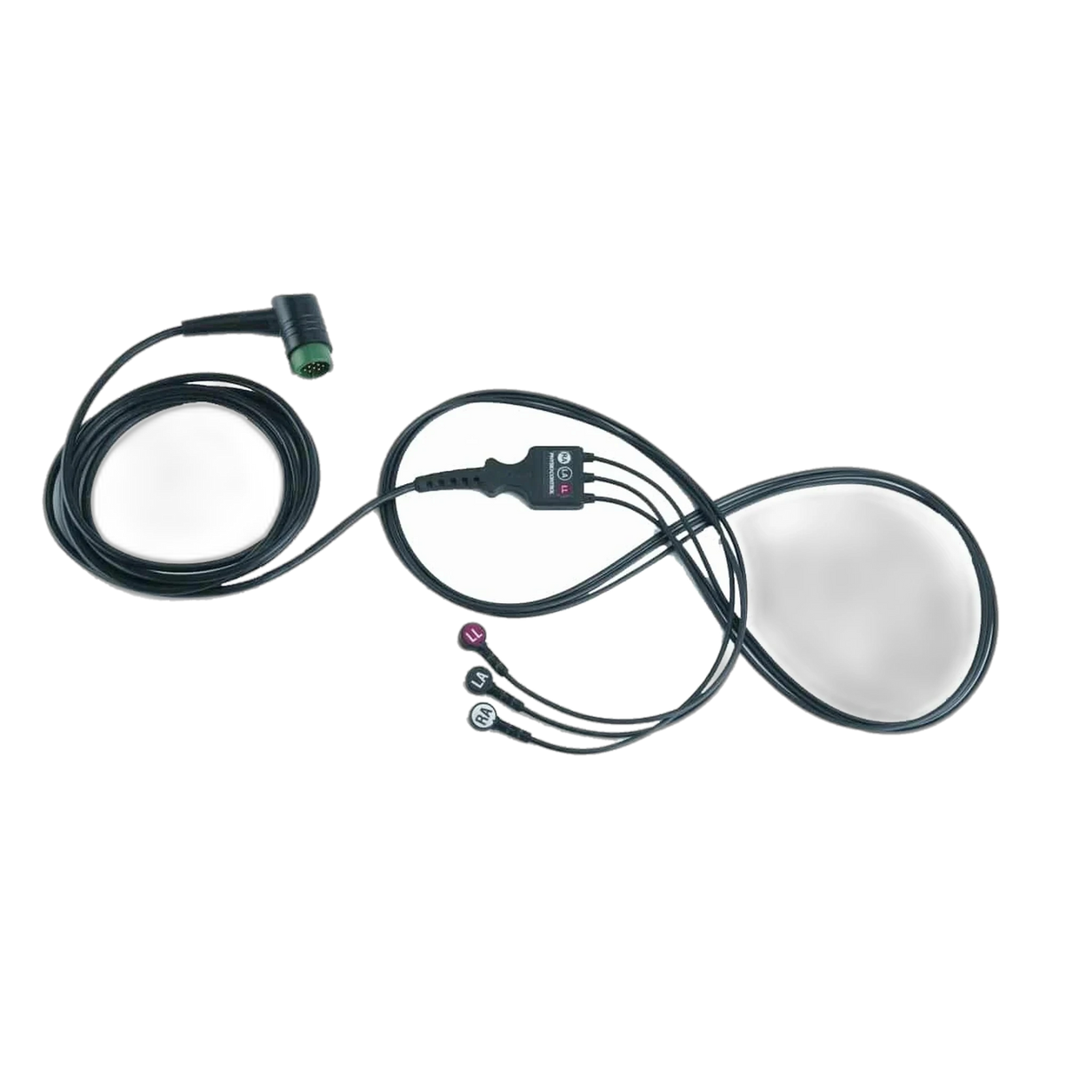 LIFEPAK 3-lead ECG cable, black cable with three snap lead wires and green connector