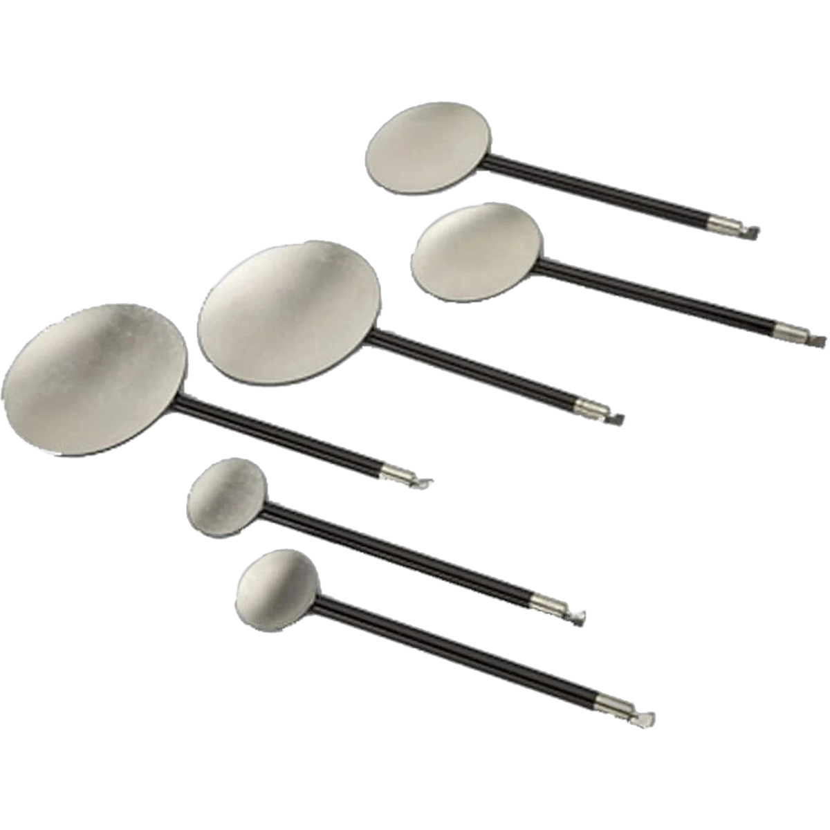 Set of LIFEPAK internal defibrillation paddles in several round spoon sizes