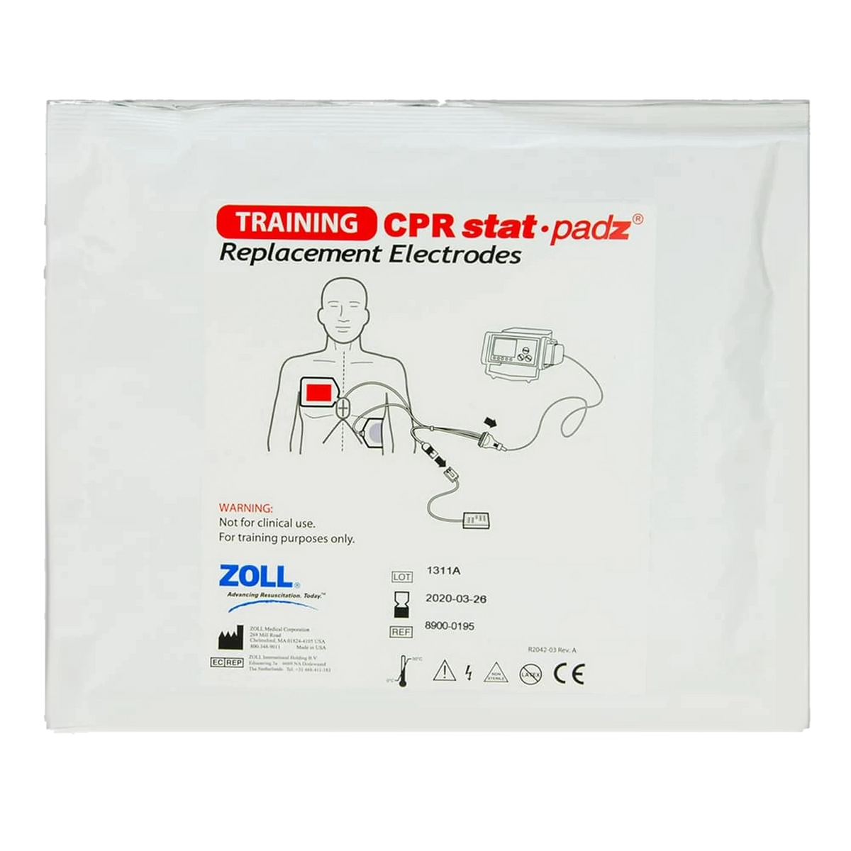 ZOLL Training CPR Stat-padz replacement electrodes in sealed package