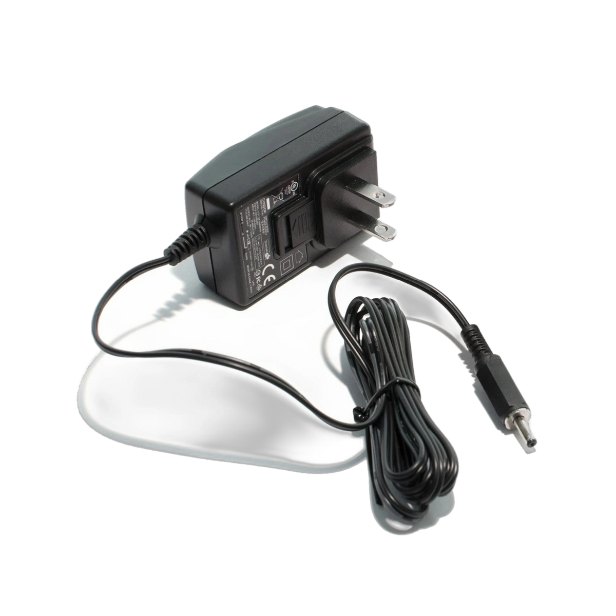 Black AC wall-plug battery charger with barrel-jack cable