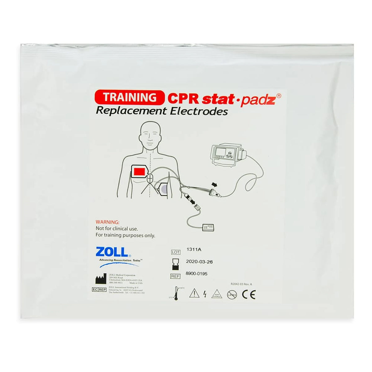 ZOLL Training CPR Stat-padz replacement electrodes in sealed package