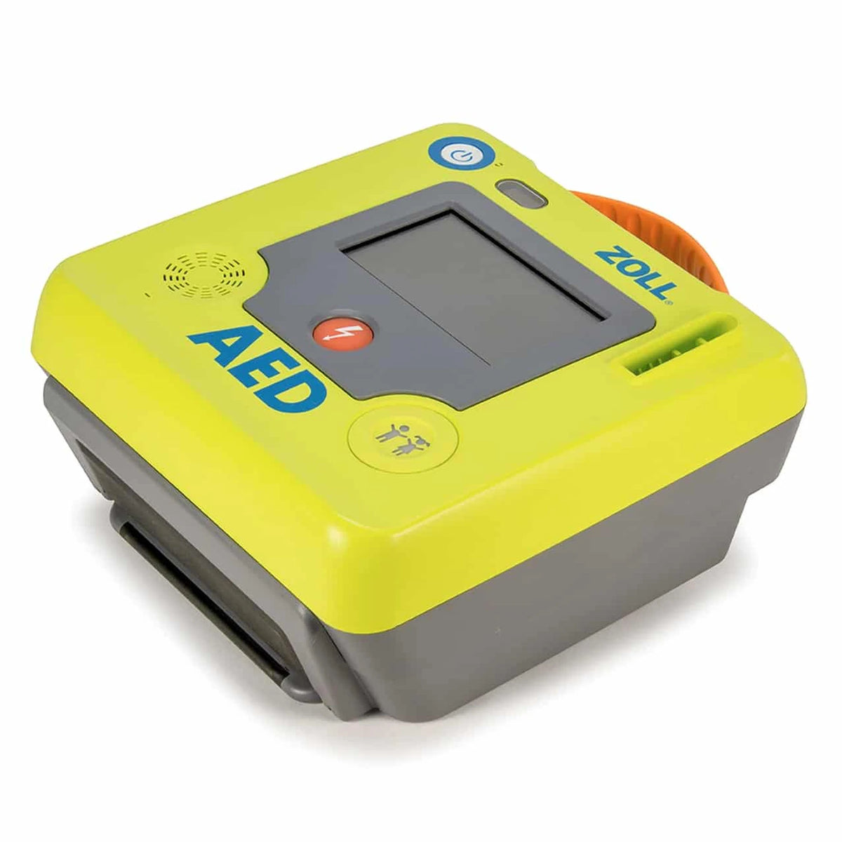 ZOLL AED 3 angled top-down view with a blank display screen
