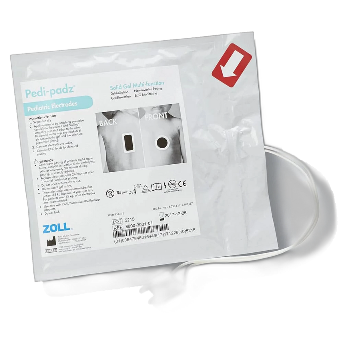 ZOLL Pedi-padz solid gel multi-function pediatric electrodes in sealed foil package