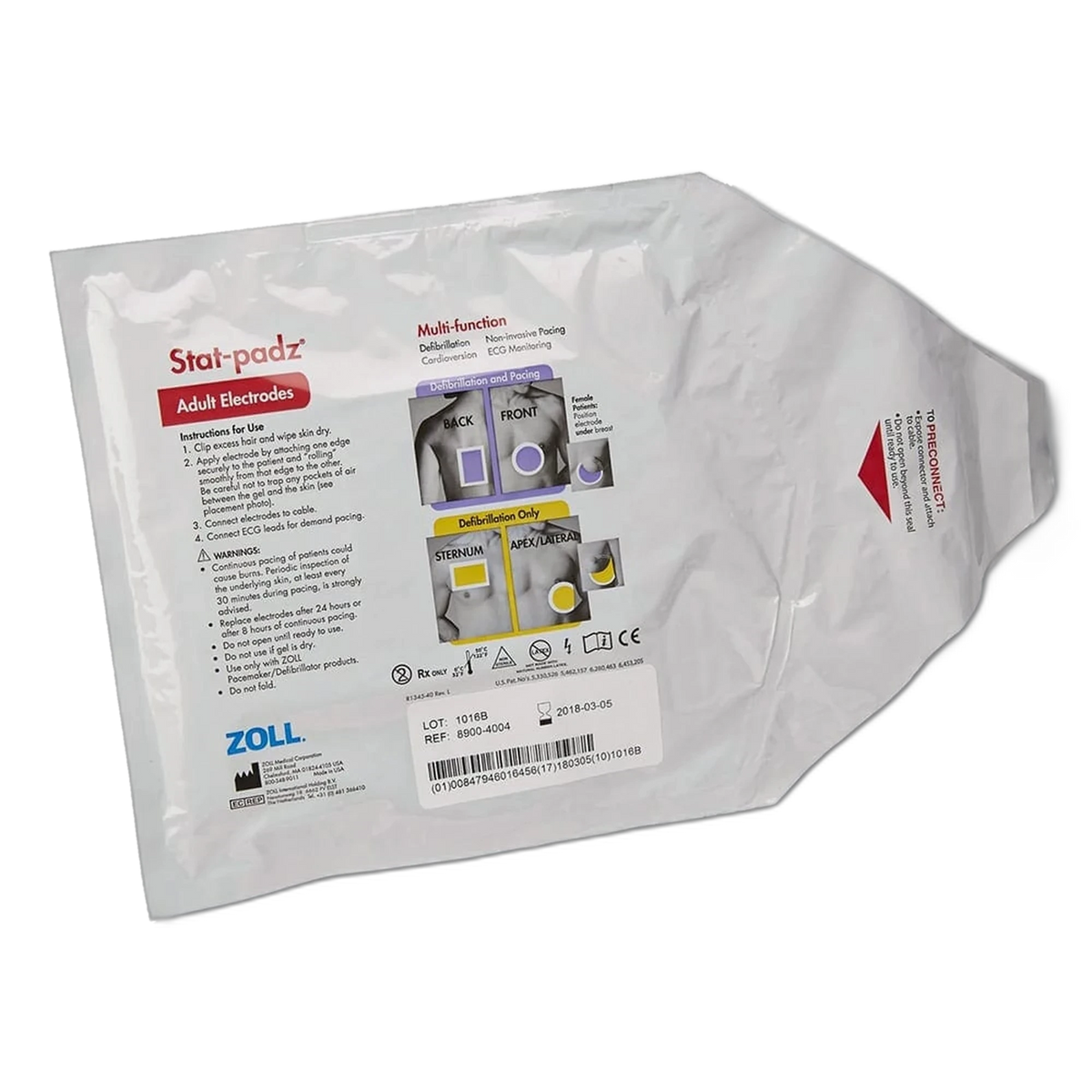 ZOLL Stat-padz multi-function adult electrodes in sealed foil package