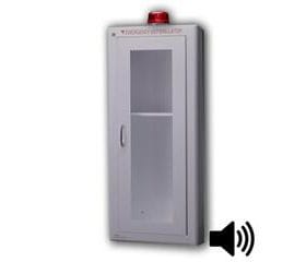 Tall AED Wall Cabinet Stainless Steel with Alarm & Strobe 184SS-14R