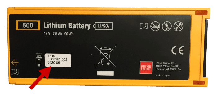 aed battery expiration date location