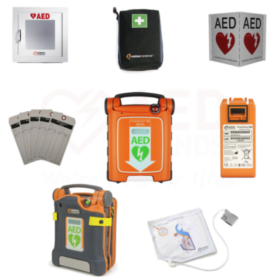 AED Cabinet, Rescue Kit, AED Sign, Inspection Tags, G5 AED, G5 Battery, Carry Case, G5 pads