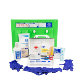 eyewash station with first aid kit