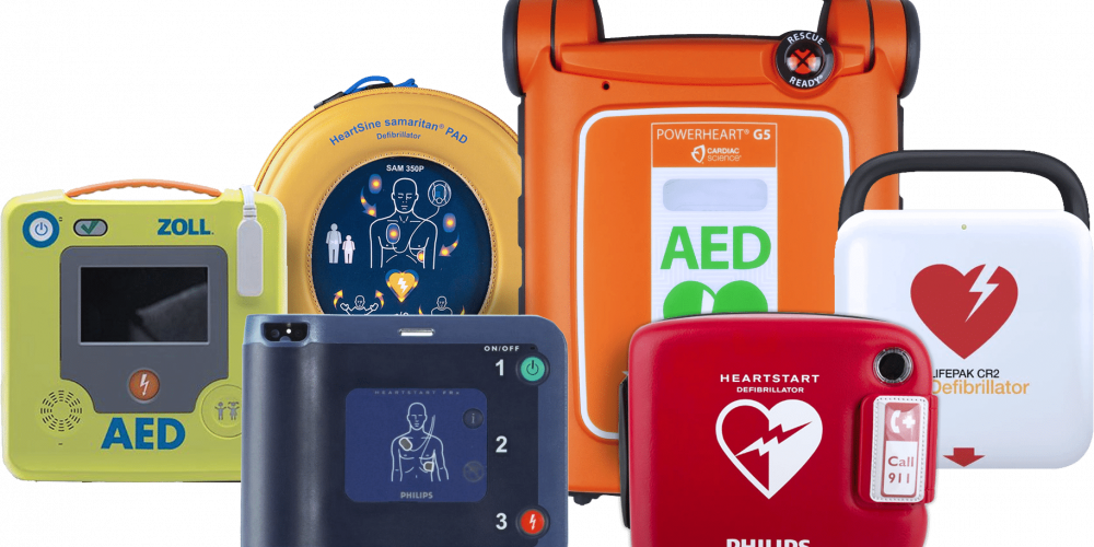 multiple aeds different shapes, sizes, colors